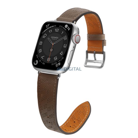 Strap Leather Bőrszíj Apple Watch Ultra, SE, 8, 7, 6, 5, 4, 3, 2, 1 (49, 45, 44, 42 mm) karperechez sötétbarna színben tok