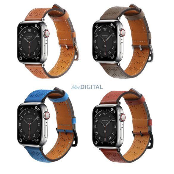 Strap Leather Bőrszíj Apple Watch Ultra, SE, 8, 7, 6, 5, 4, 3, 2, 1 (49, 45, 44, 42 mm) karperechez sötétbarna színben tok