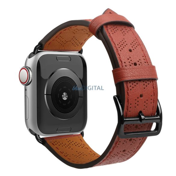 Bőr csereszíj Apple Watch Ultra, SE, 9, 8, 7, 6, 5, 4, 3, 2, 1 (49, 45, 44, 42 mm) piros