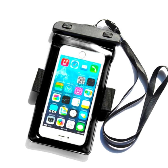 PVC vízálló karpántos telefontok - fekete