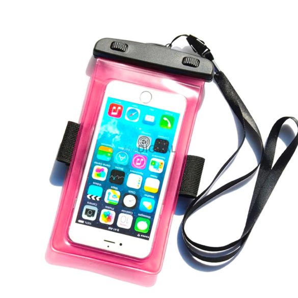 PVC vízálló karpántos telefontok - rózsaszín
