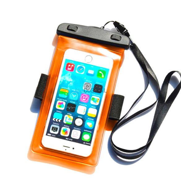 PVC vízálló karpántos telefontok - narancssárga