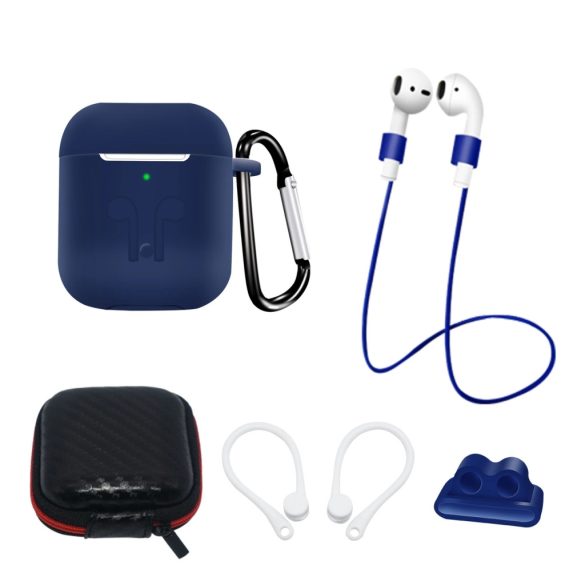 SILICONE Case Set AirPods 2 / AirPods 1 + tok / fülhorog / nyakpánt / óraszíj tartó / karabiner | rózsaszín