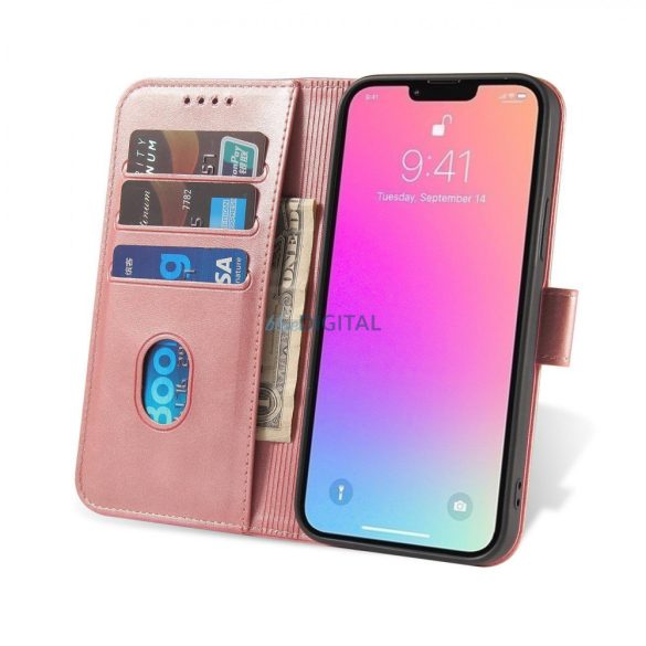 Magnet Case Cover XIAOMI Redmi Note 12 5G / Poco X5 5G flipes tok pénztárcával és állvánnyal Pinkhez