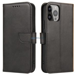 Magnet Case Cover Xiaomi Redmi Note 12 flipes tok pénztárcával és állvánnyal fekete