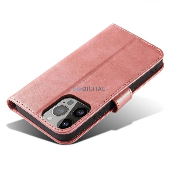Magnet Case Cover for Xiaomi Redmi Note 12 flipes tok pénztárcával és állvánnyal rózsaszín