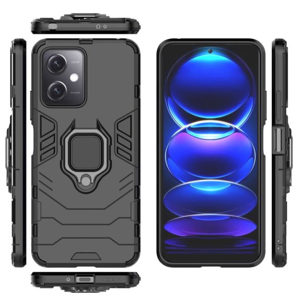 Ring Armor Case Xiaomi Redmi Note 12 5G / Poco X5 5G Armor Cover mágneses tartó gyűrű fekete tok