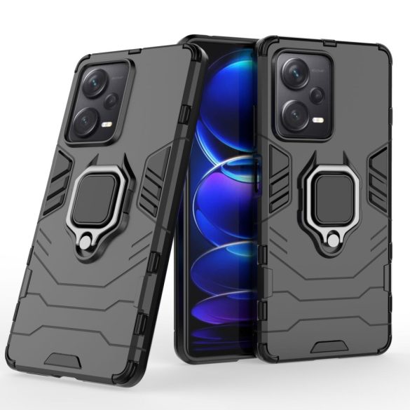 Ring Armor tok Xiaomi Redmi Note 12 Pro+ Armor tok mágneses tartó gyűrű fekete