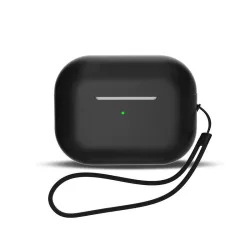   Szilikon tok az AirPods 1 / AirPods 2 készülékhez + csuklópánt - fekete