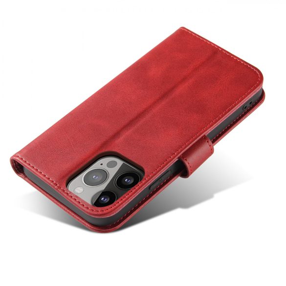 Pénztárcás tok állvánnyal iPhone 15 Pro mágneses tok - piros