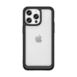   iPhone 15 Pro Outer Space megerősített tok Rugalmas kerettel - fekete