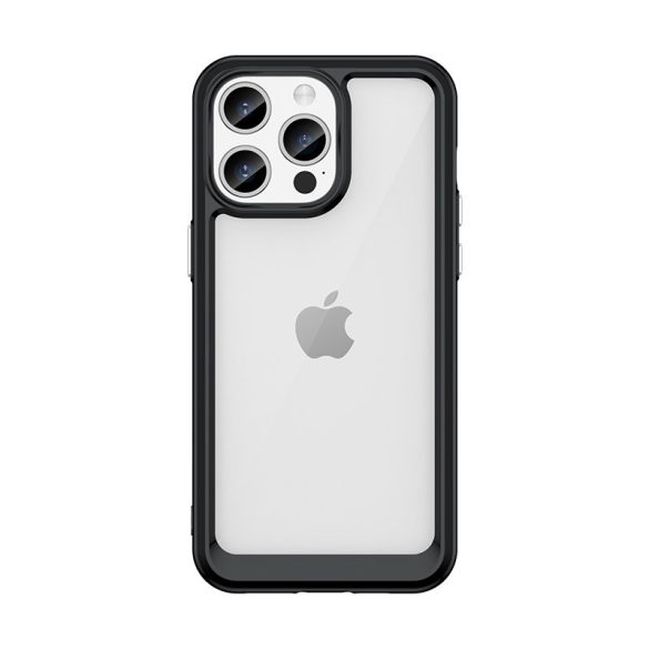 iPhone 15 Pro Max Outer Space megerősített tok Rugalmas kerettel - fekete