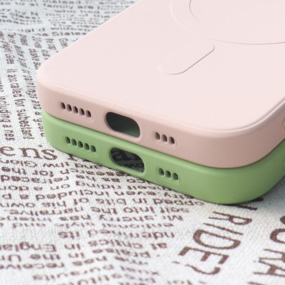 MagSafe kompatibilis szilikon tok iPhone 15 Plus - szürke