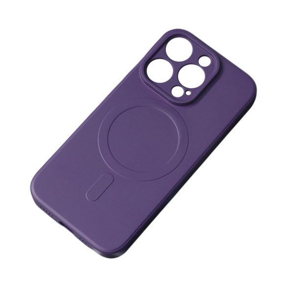 MagSafe kompatibilis szilikon tok iPhone 15 Pro szilikon tok - lila