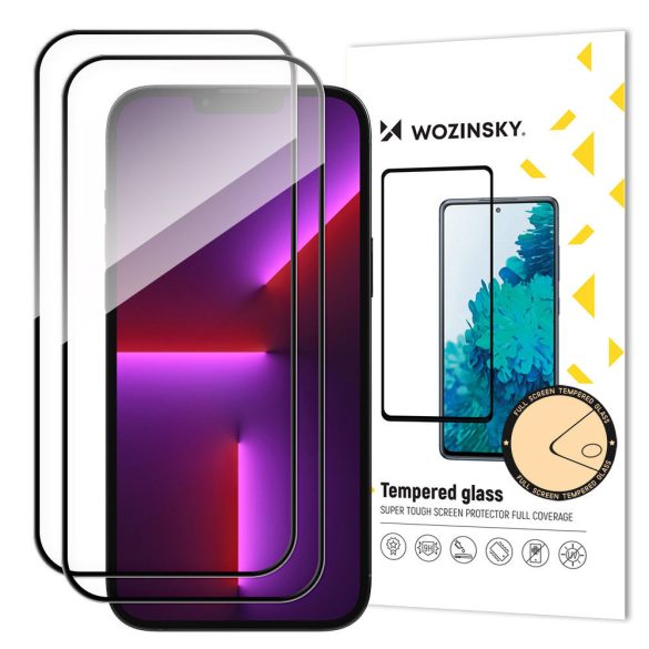 2db teljes képernyős edzett üveg kerettel tokbarát Wozinsky Full Glue iPhone 15 Plus - Fekete fólia