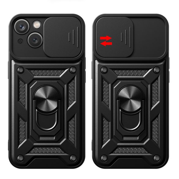 Hybrid Armor Camshield tok állvánnyal és kameravédővel iPhone 15 - rózsaszín