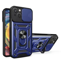   Hybrid Armor Camshield tok állvánnyal és kameravédővel iPhone 15 Plus - Kék