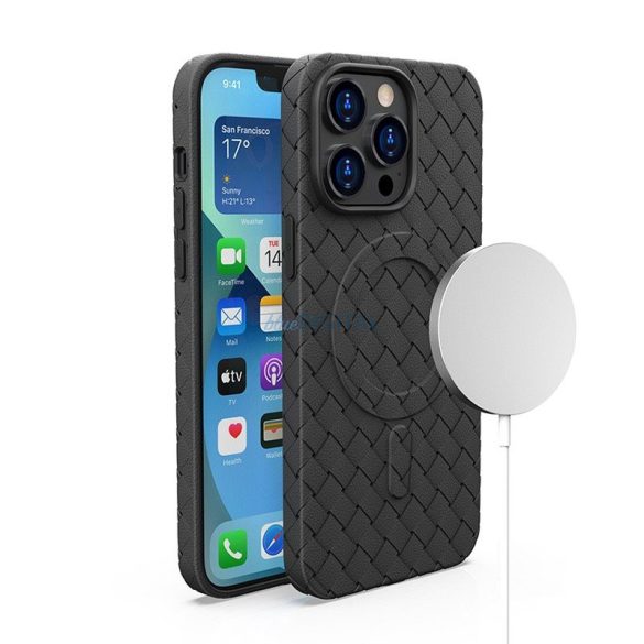 Szövött tok iPhone 13 Pro - Fekete