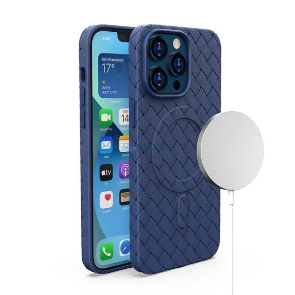 Szövött tok iPhone 13 Pro - tengerészkék