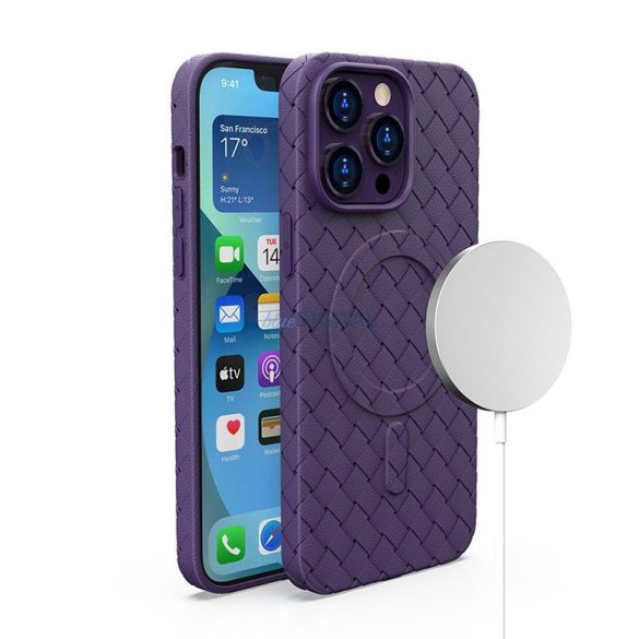 Szövött tok iPhone 13 Pro - Lila