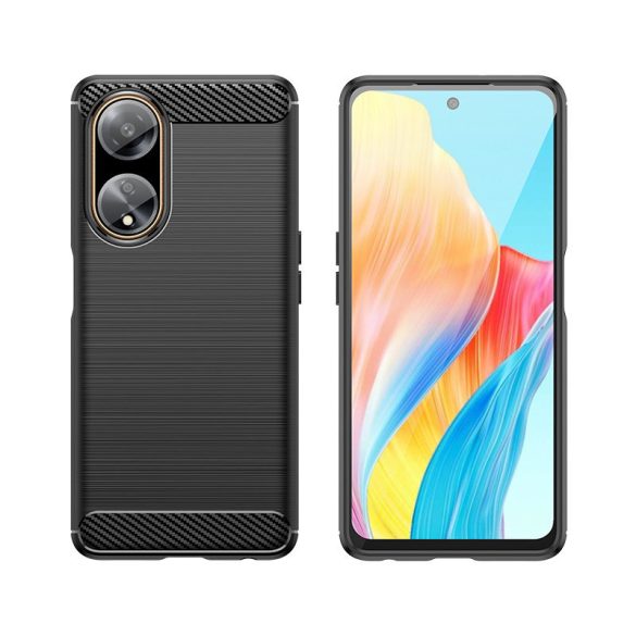 Rugalmas tok egy Carbon mintás Oppo A98 5G Carbon Case - fekete