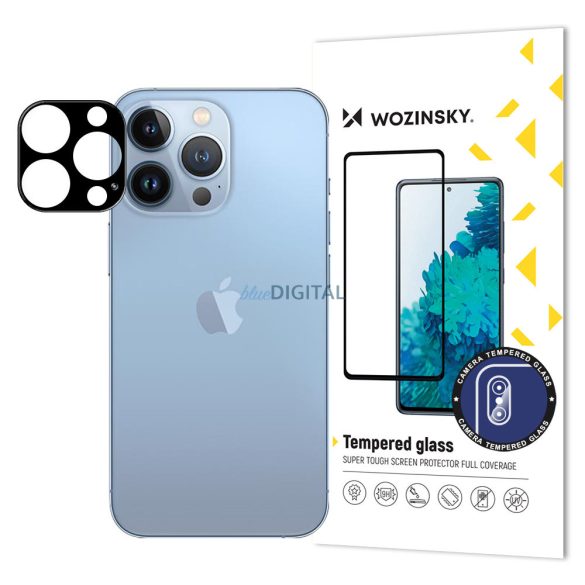 9H edzett üveg iPhone 15 Pro Max Wozinsky teljes kameraüveg - fekete