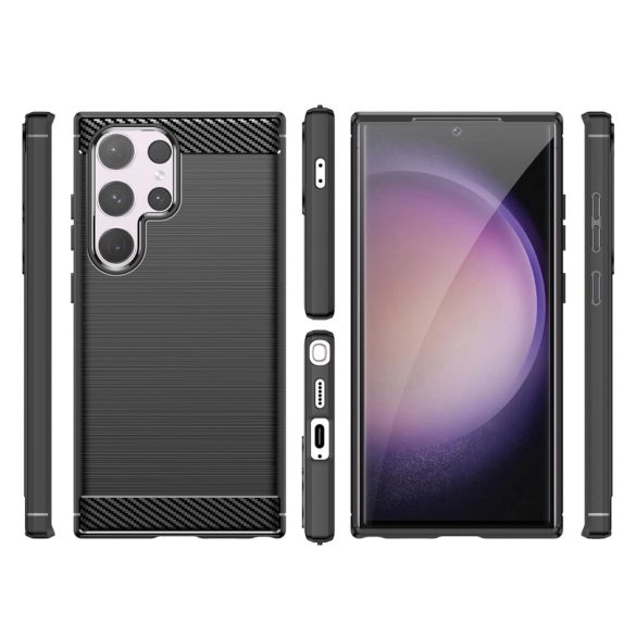 Etui Carbon Case Samsung Galaxy S24-hez Ultrarugalmas szilikon tok - fekete