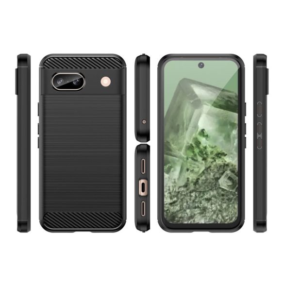 Etui Carbon Case Google Pixel 8A Rugalmas szilikon tok - fekete