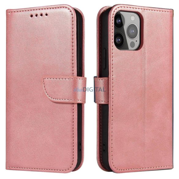 Mágneses tok Samsung S24 patent és pénztárcával - rózsaszín