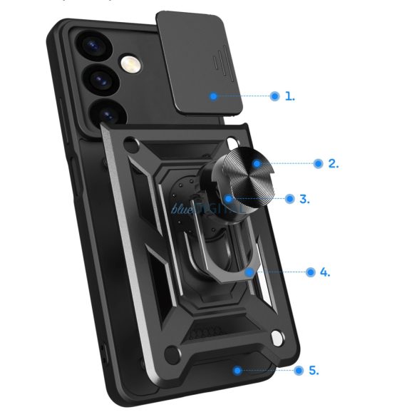 Hybrid Armor Camshield Armor tok Samsung Galaxy S24 kamera védőtok - fekete