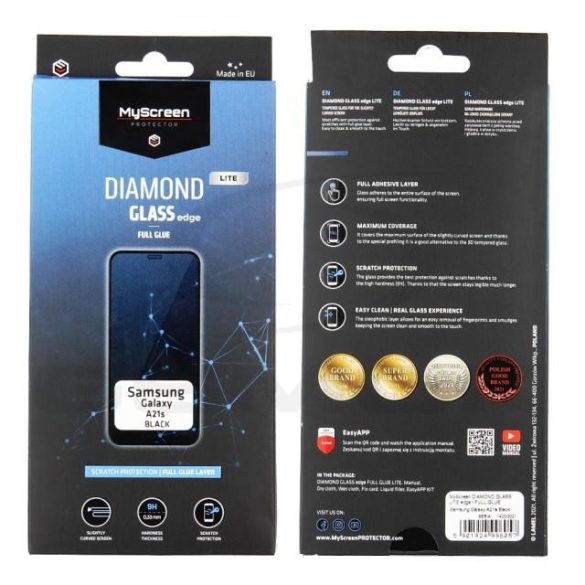 Samsung A217 Galaxy A21s - MyScreen Diamond Glass Lite Edge edzett üveg tempered glass Teljes ragasztó fekete üvegfólia