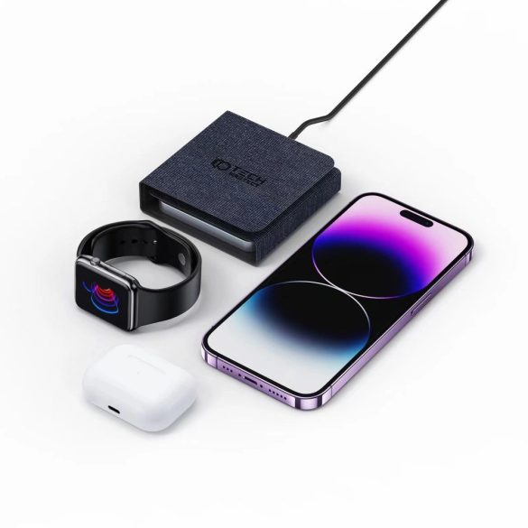 Tech-Protect QI15W-A31 3 az 1-ben MagSafe induktív töltő okostelefon / Apple Watch / AirPods - fekete