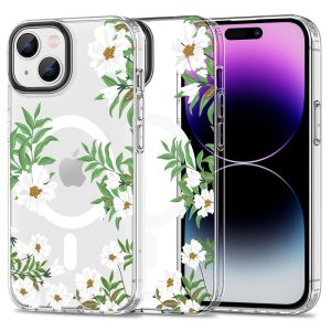 Tech-Protect MagMood (Dasies with Leaves) MagSafe tok iPhone 15 - fehér