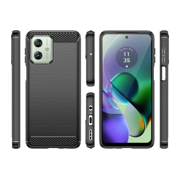 Tech-Protect TPUCarbon tok Motorola Moto G54 5G/G54 Power 5G - fekete