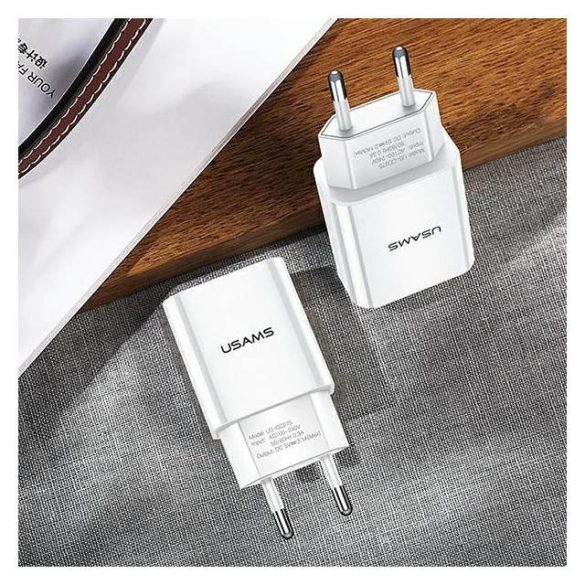 Hálózati Töltő 1Xusb Usams T18 Cc075Tc01 2.1A Fehér