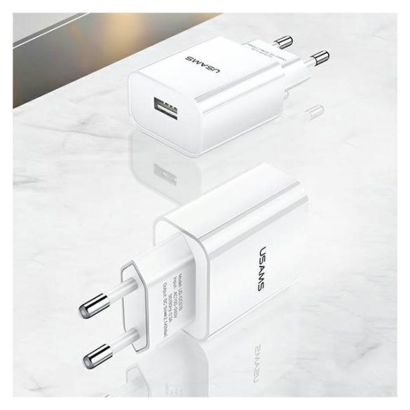 Hálózati Töltő 1Xusb Usams T18 Cc075Tc01 2.1A Fehér