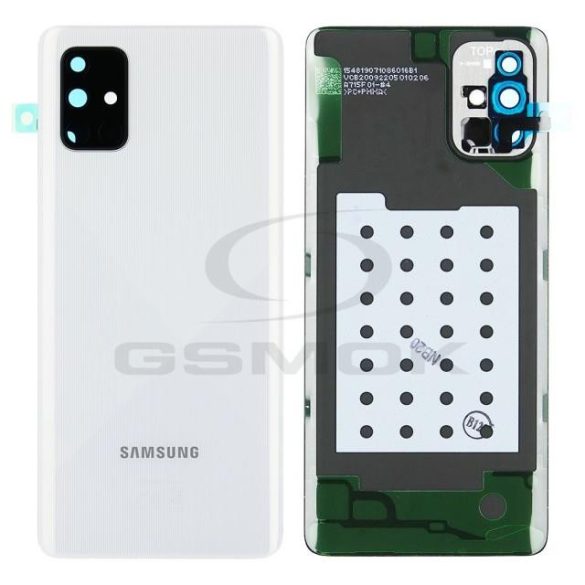 Akumulátor fedél SAMSUNG A715 GALAXY A71 fehér / ezüst objektívvel fényképezőgép GH82-22112B Eredeti szervízcsomag