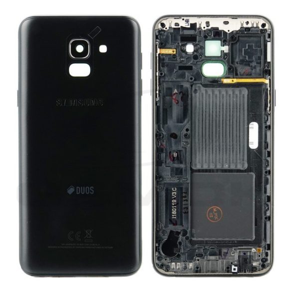 Akkumulátor ház Samsung J600 Galaxy J6 2018 Duos fekete Gh82-1686a Eredeti szervizcsomag