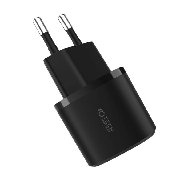 Tech-Protect C20W mini hálózati töltő 1xUSB-A és 1xUSB-C csatlakozással 20W PD QC - fehér