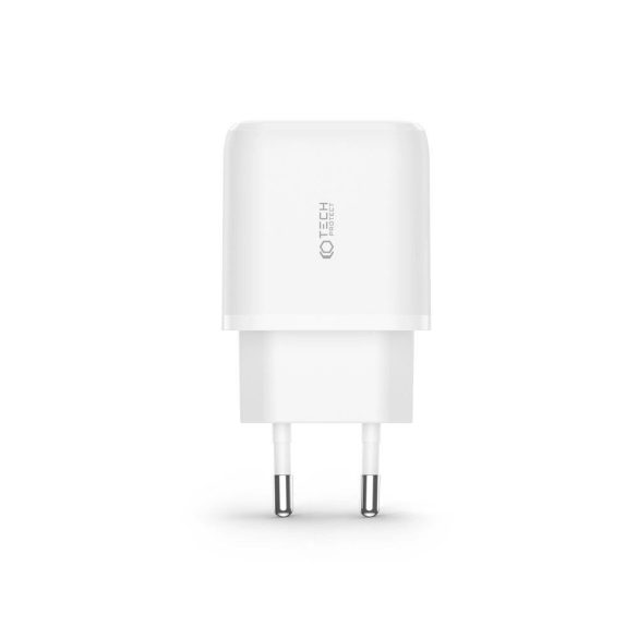 Tech-Protect C20W hálózati töltő 1xUSB-A és 1xUSB-C csatlakozással 20W PD QC Type-C - Type-C kábellel - fehér