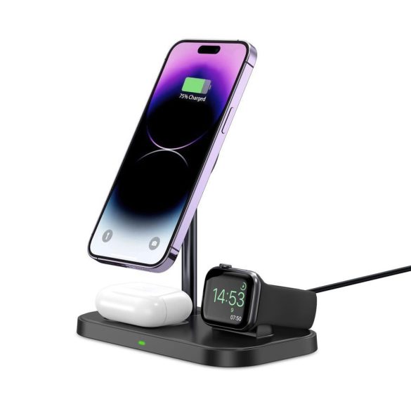 Tech-Protect QI15W-A22 3 az 1-ben induktív MagSafe töltő és állvány okostelefon / Apple Watch / AirPods - fekete