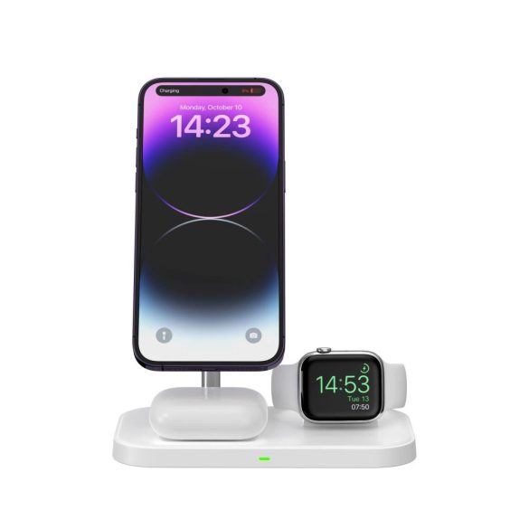 Tech-Protect QI15W-A22 3 az 1-ben induktív MagSafe töltő és állvány okostelefon / Apple Watch / AirPods - fehér