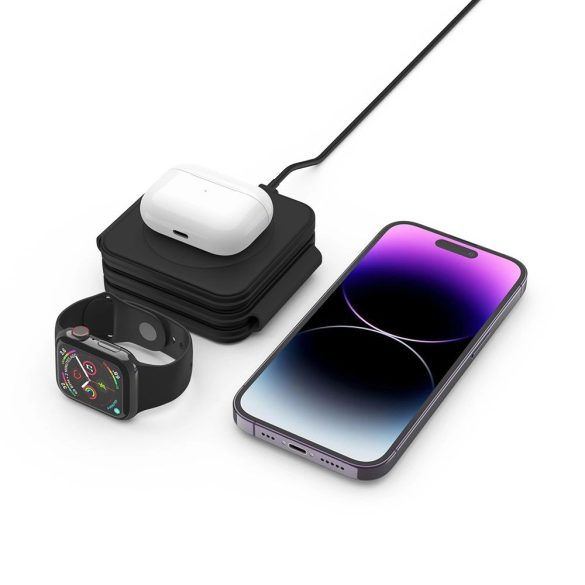 Tech-Protect QI15W-A24 3 az 1-ben induktív MagSafe töltő okostelefon / AirPods / Apple Watch - fekete