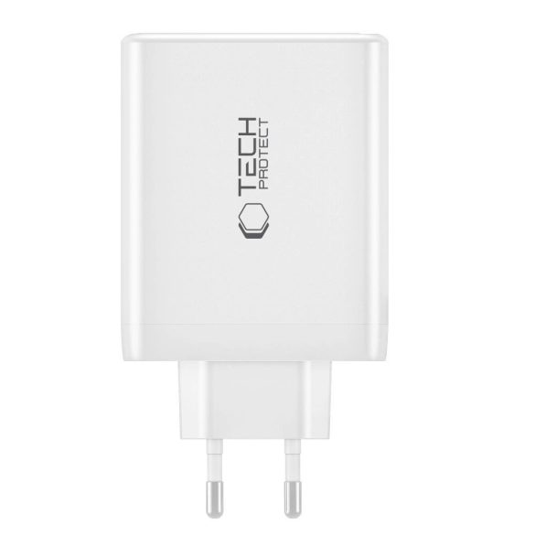 Tech-Protect NC100W-GAN hálózati töltő 1xUSB-A és 3xUSB-C csatlakozással 100W PD GaN QC - fehér