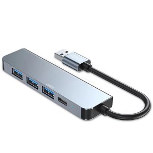 Tech-Protect V0 5in1 USB Hub1xUSB-A 3.0 / 3x USB-A 2.0 / 1xUSB-C - szürke