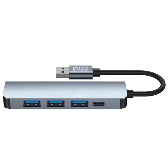 Tech-Protect V0 5in1 USB Hub1xUSB-A 3.0 / 3x USB-A 2.0 / 1xUSB-C - szürke