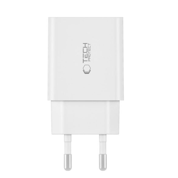 Tech-Protect C35W hálózati töltő 2xUSB-C csatlakozással 35W PD - fehér