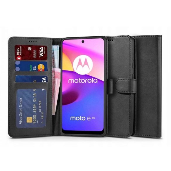 Tech-Protect Wallet tok Motorola Moto E20/E30/E40 - fekete