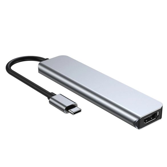 Tech-Protect V4 6in1 dokkoló USB-C - USB-A 3.0 / USB-A 2.0 / USB-C / HDMI / micro SD / TF / SD kártyaolvasó - szürke