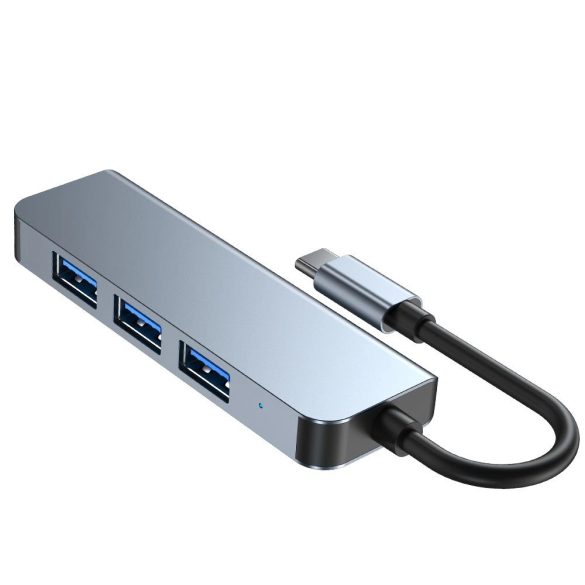 Tech-Protect V1 4 az 1-ben USB Hub USB-C - 3x USB-A 2.0 / USB-A 3.0 - szürke